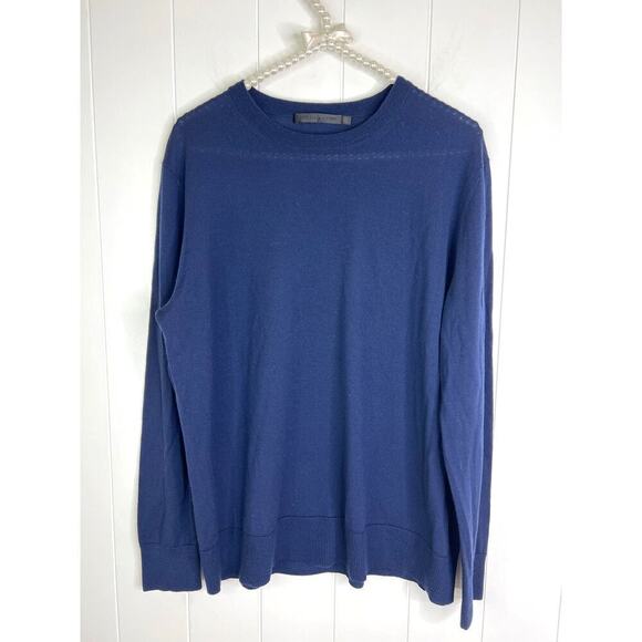 Jenni Kayne Navy Blue 100% Merino Wool Fine Knit Crew Neck Sweater Size XXL - Picture 1 of 6